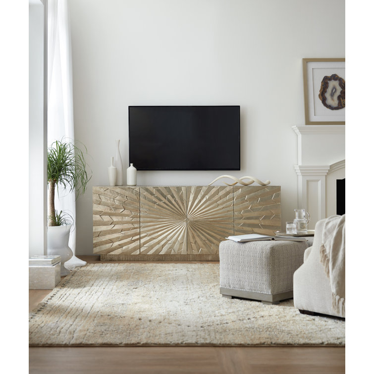 Silver 78'' Mango Wood Entertainment Console with Cabinets