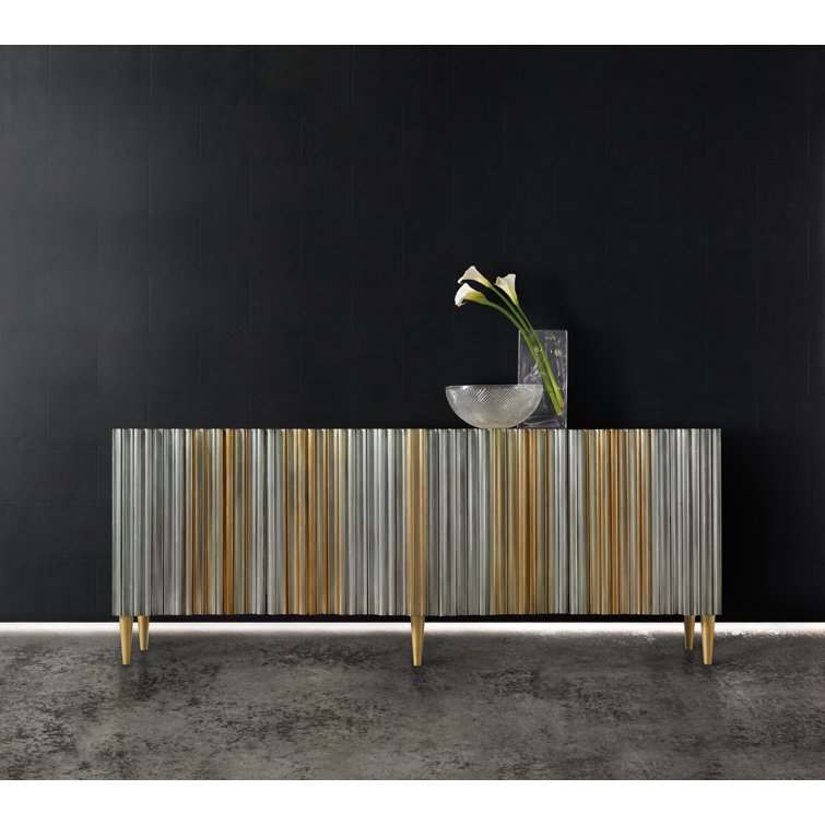 Apollo 92'' Gold and Silver Transitional Sideboard