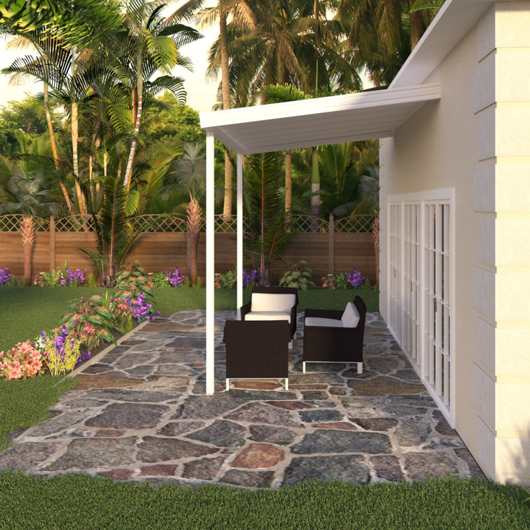 12 ft. x 10 ft. White Metal Patio Awning with Steel Frame