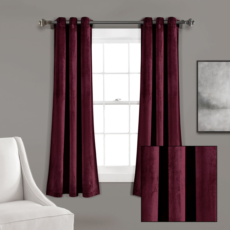 Plum Velvet Blackout Grommet Window Curtains, 95" Length