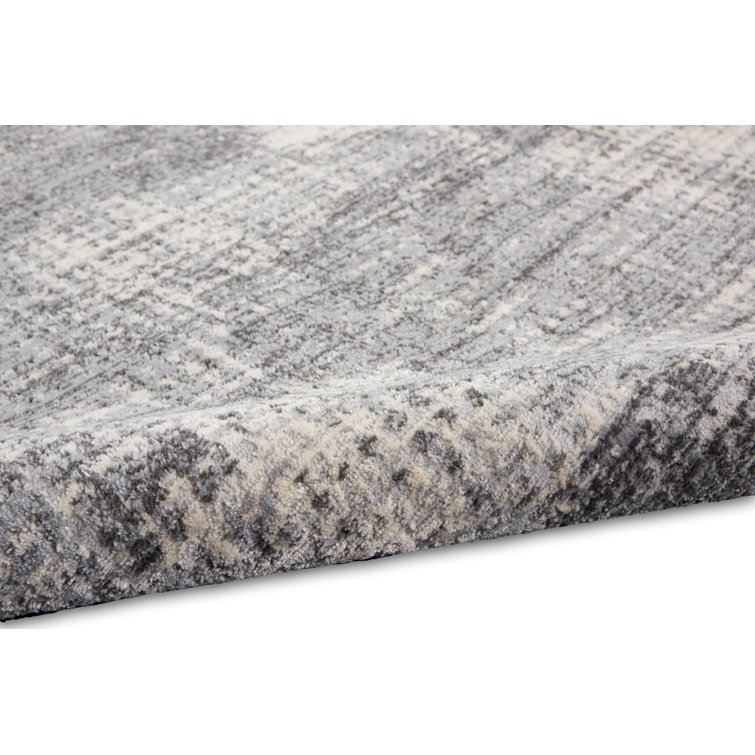 Rectangular Grey and Beige Abstract Synthetic Rug