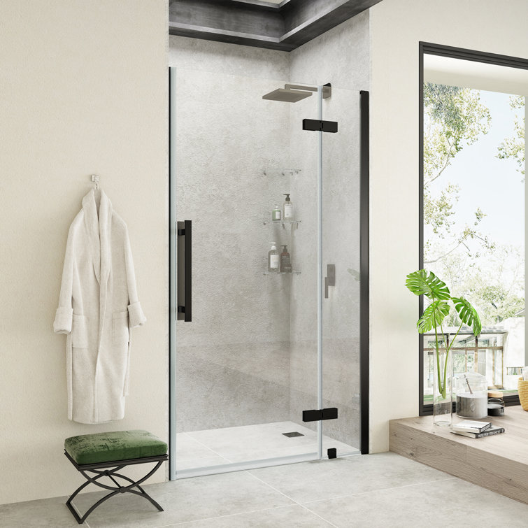 Tampa Black Frameless Shower Kit with Tempered Glass Panels