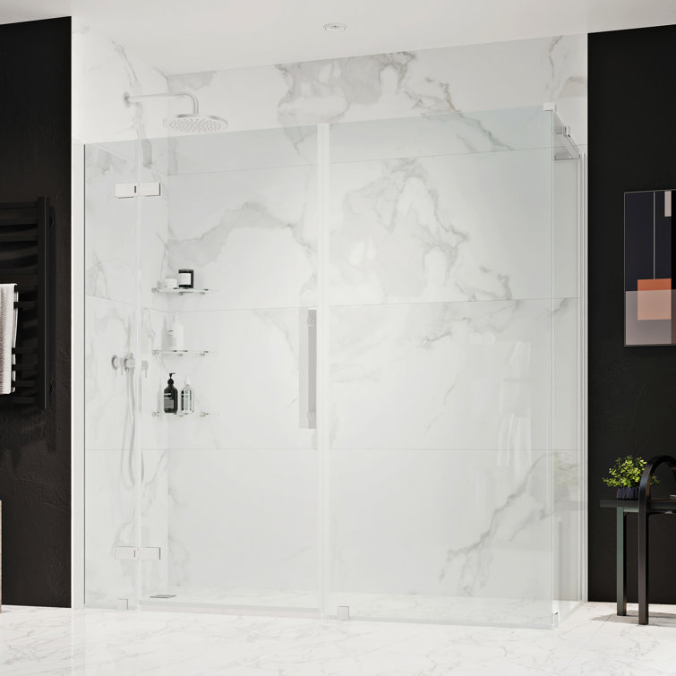 Tampa Satin Nickel Frameless Rectangle Shower Kit with Shelves