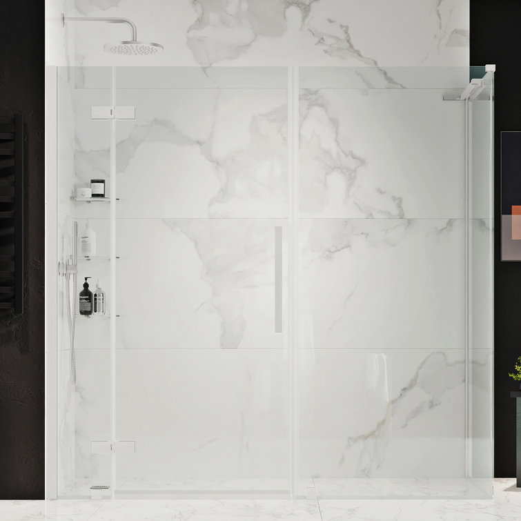 Tampa Satin Nickel Frameless Rectangle Shower Kit with Shelves