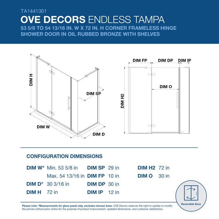 Endless Bronze Frameless Corner Shower Kit with Shelves