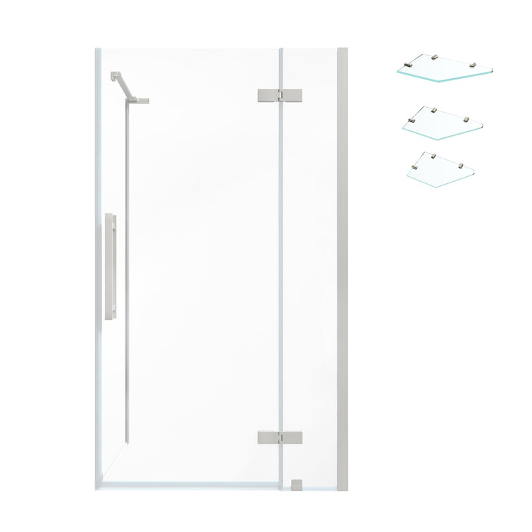 Tampa 72" Satin Nickel Frameless Corner Shower Kit with Glass Panels