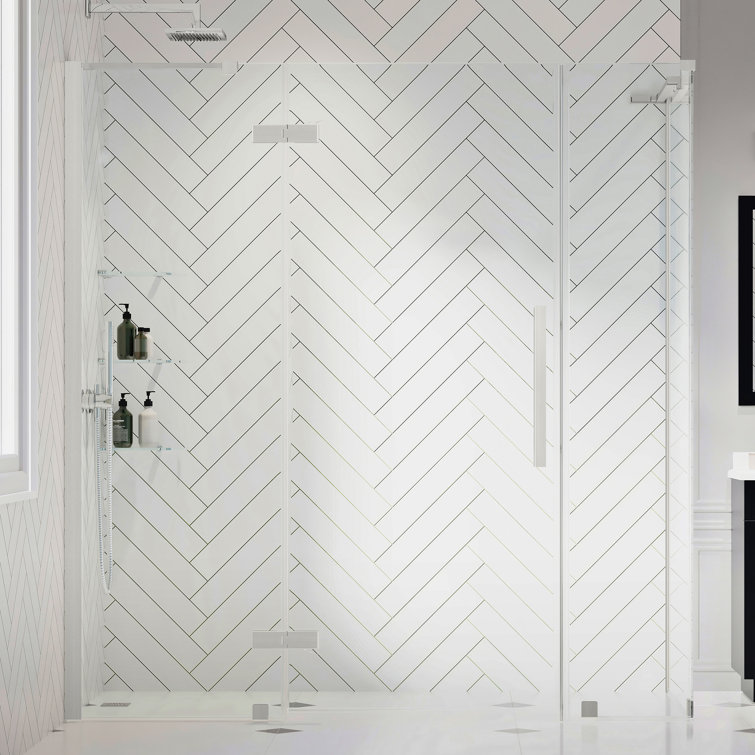 Endless Tampa Satin Nickel Frameless Corner Shower Kit with Shelves
