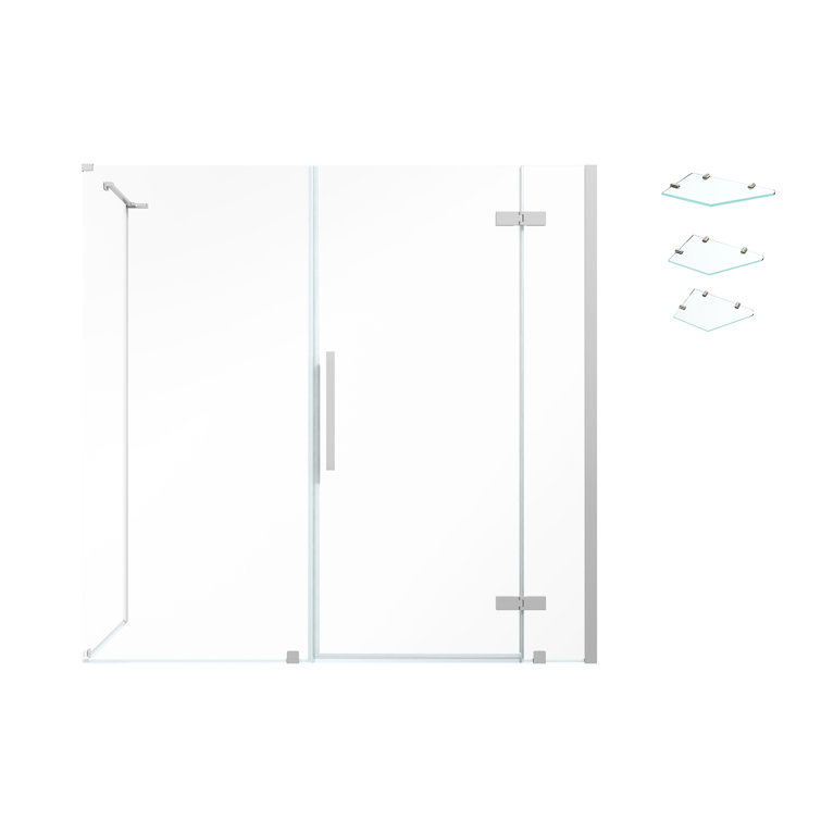 Tampa Satin Nickel Frameless Rectangle Shower Kit with Shelves