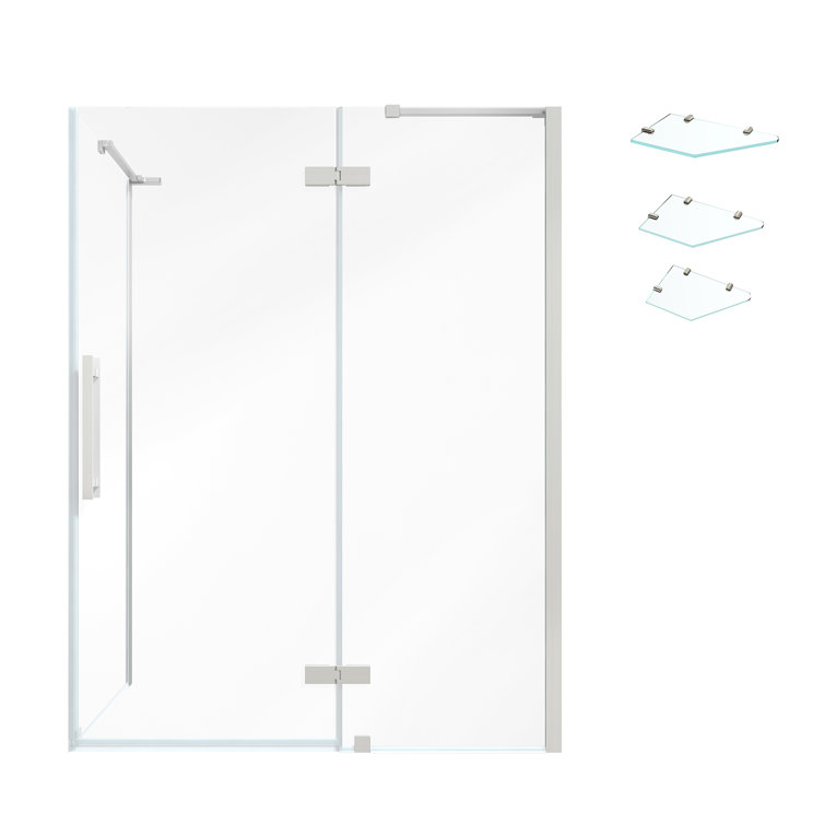 Tampa Frameless Corner Shower Enclosure with Satin Nickel Finish