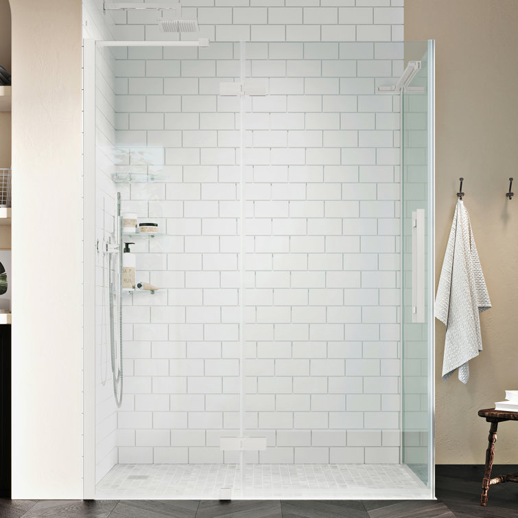 Tampa Frameless Corner Shower Enclosure with Satin Nickel Finish