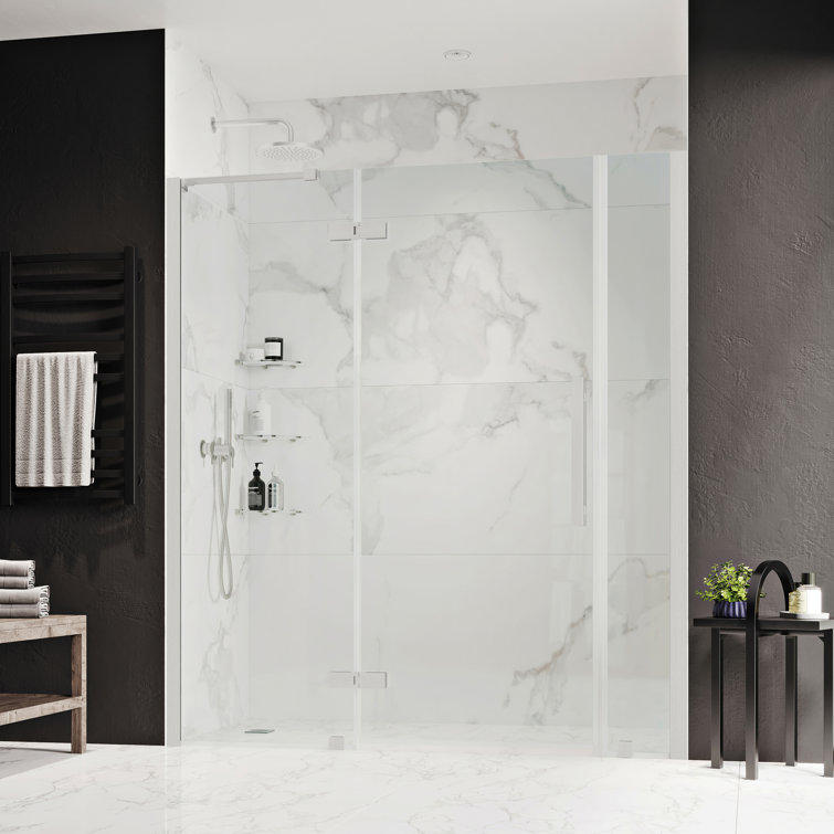 Tampa 60" x 72" Frameless Glass Shower Kit with Satin Nickel Finish
