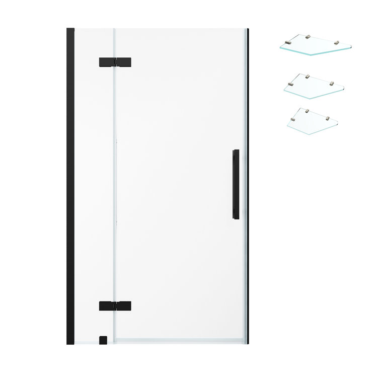 Tampa Black Frameless Shower Kit with Tempered Glass Panels