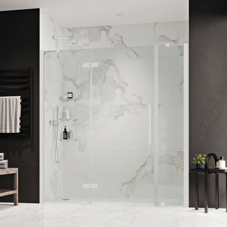 Tampa Satin Nickel Frameless Shower Kit with Clear Glass Panels