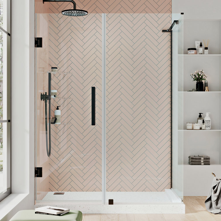 Tampa-Pro Oil Rubbed Bronze Frameless Corner Shower Kit with Shelves
