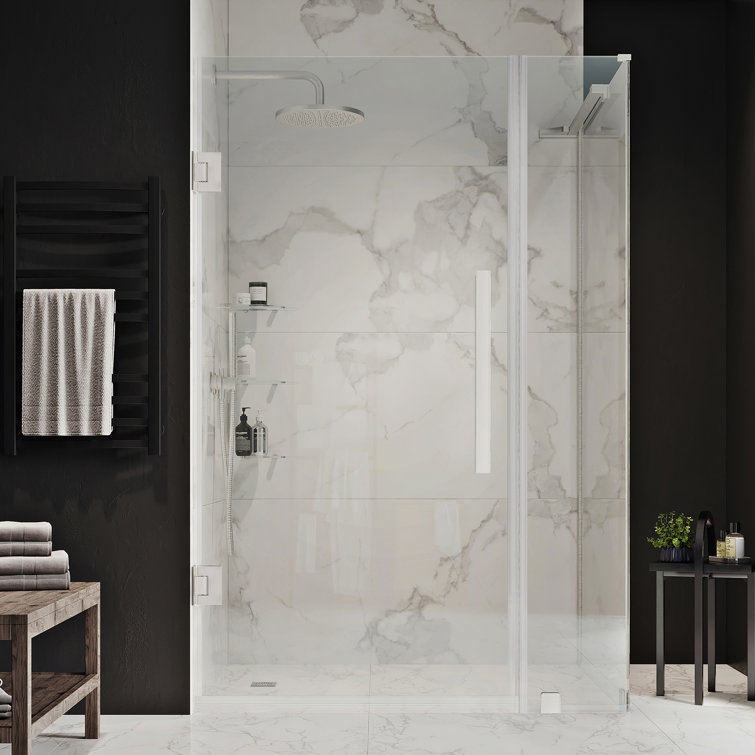 Satin Nickel Frameless Corner Shower Kit with Tempered Glass Panels