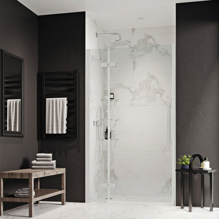 Endless Tampa 43" Satin Nickel Frameless Shower Kit with Tempered Glass Panels