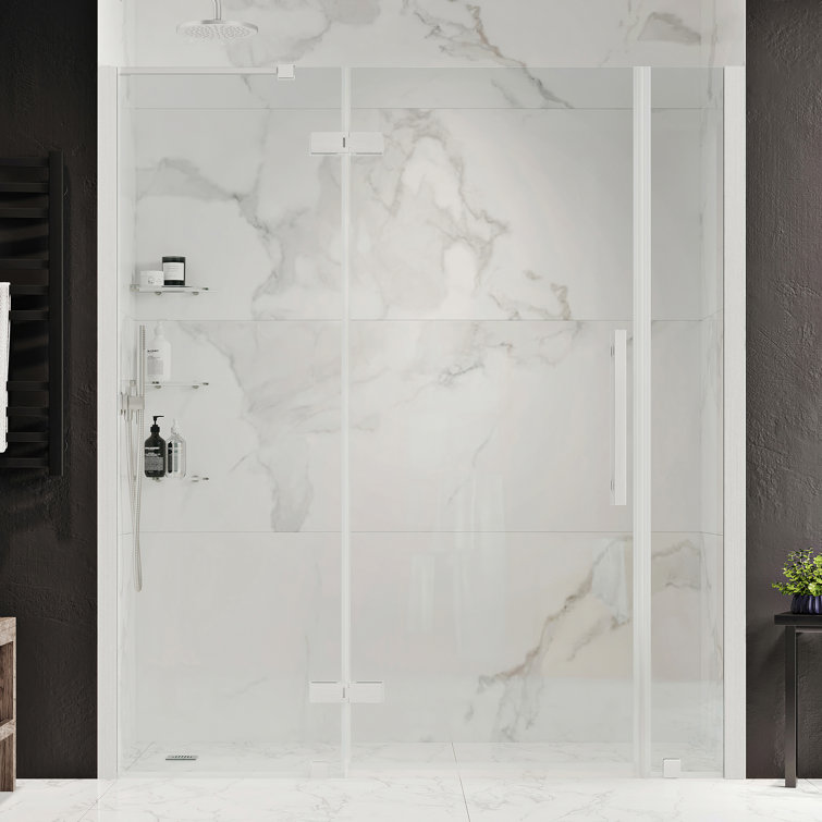 Tampa 60" x 72" Frameless Glass Shower Kit with Satin Nickel Finish