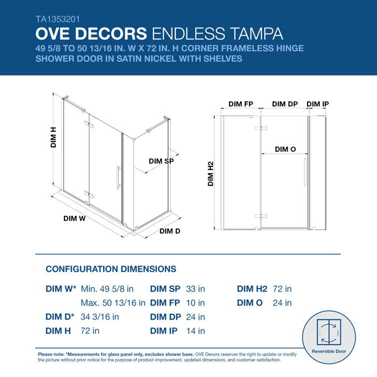 Nickel Frameless Corner Shower Enclosure with Tempered Glass Panels