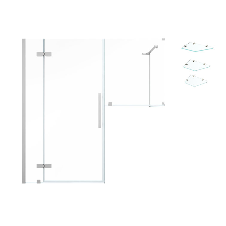 Tampa Satin Nickel Frameless Corner Shower Enclosure with Shelves