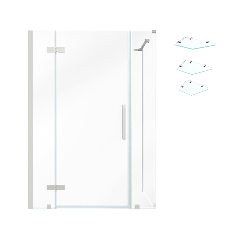 Nickel Frameless Corner Shower Kit with Tempered Glass Panels
