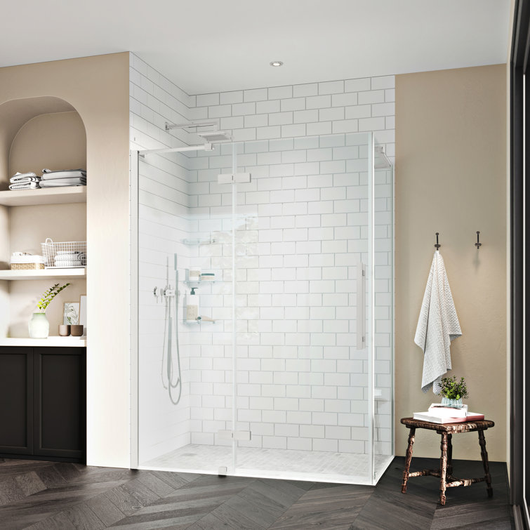 Tampa Frameless Corner Shower Enclosure with Satin Nickel Finish