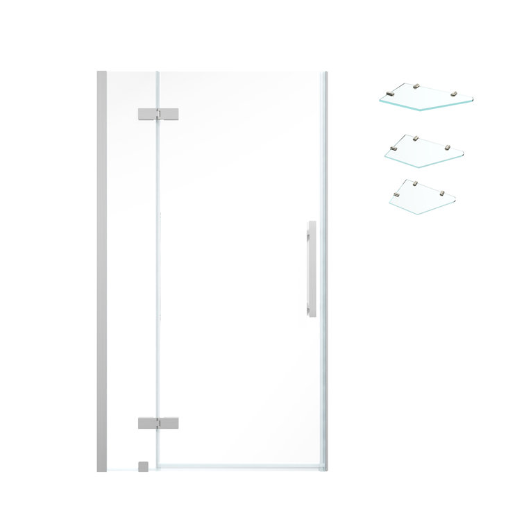 Endless Tampa 43" Satin Nickel Frameless Shower Kit with Tempered Glass Panels