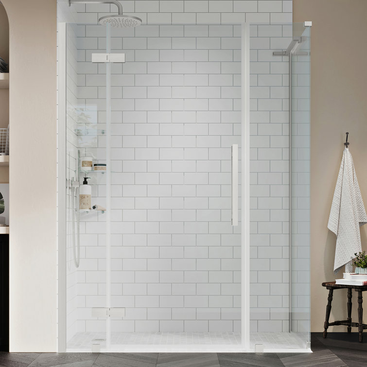 Nickel Frameless Corner Shower Enclosure with Tempered Glass Panels