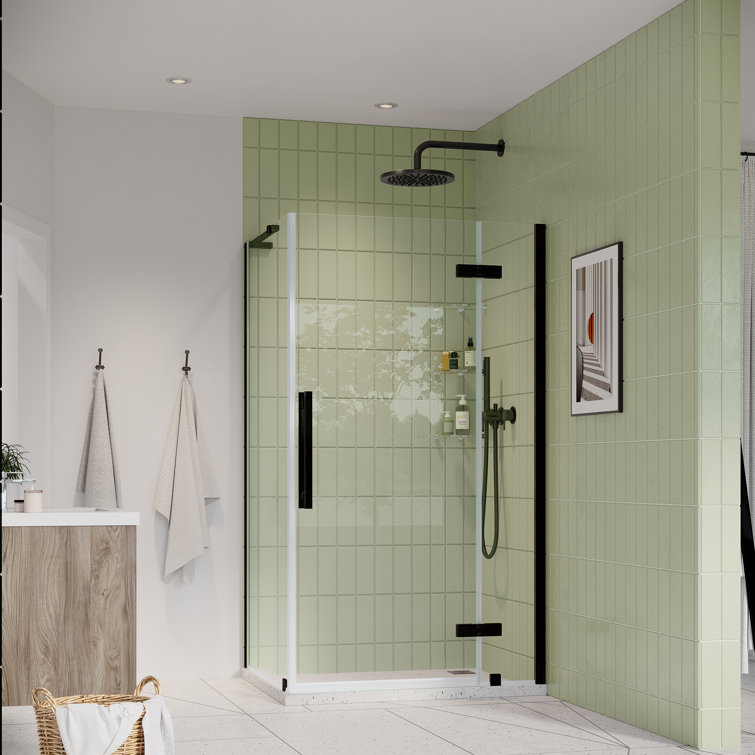 Tampa Oil Rubbed Bronze Frameless Corner Shower Enclosure with Shelves