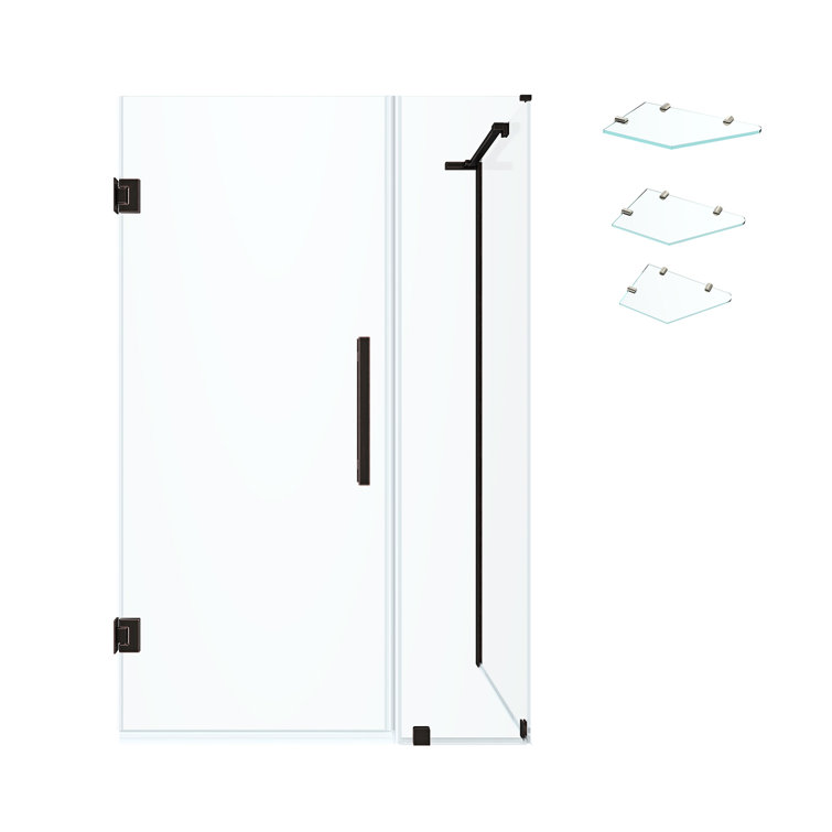 Oil Rubbed Bronze Frameless Corner Shower Kit with Tempered Glass Panels