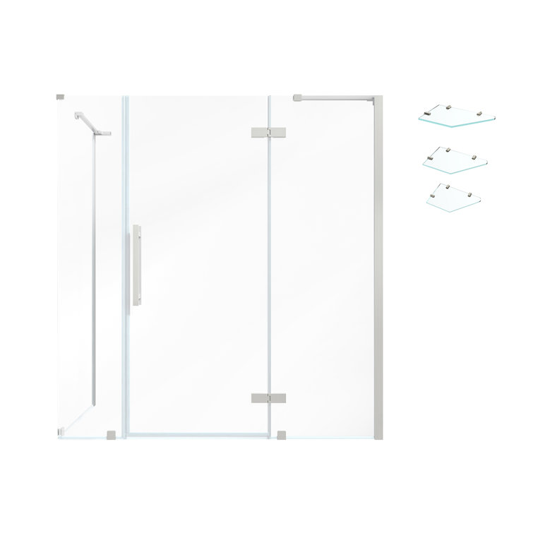 Endless Tampa Satin Nickel Frameless Corner Shower Kit with Shelves