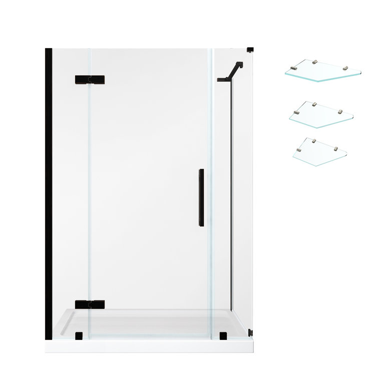 Endless 54" Oil Rubbed Bronze Frameless Corner Shower Kit with Shelves