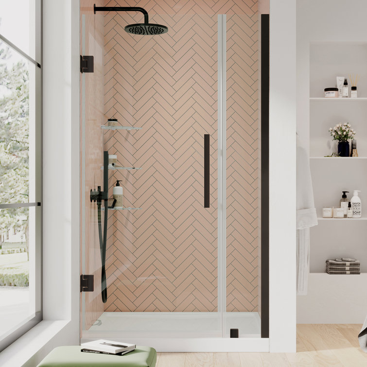 Tampa-Pro Oil Rubbed Bronze Frameless Shower Kit with Shelves