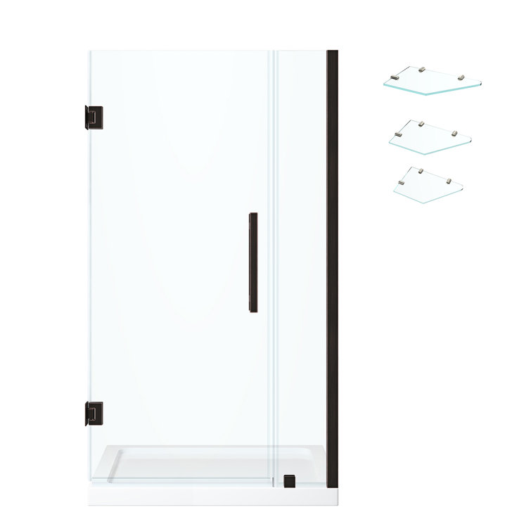 Tampa-Pro Oil Rubbed Bronze Frameless Shower Kit with Shelves