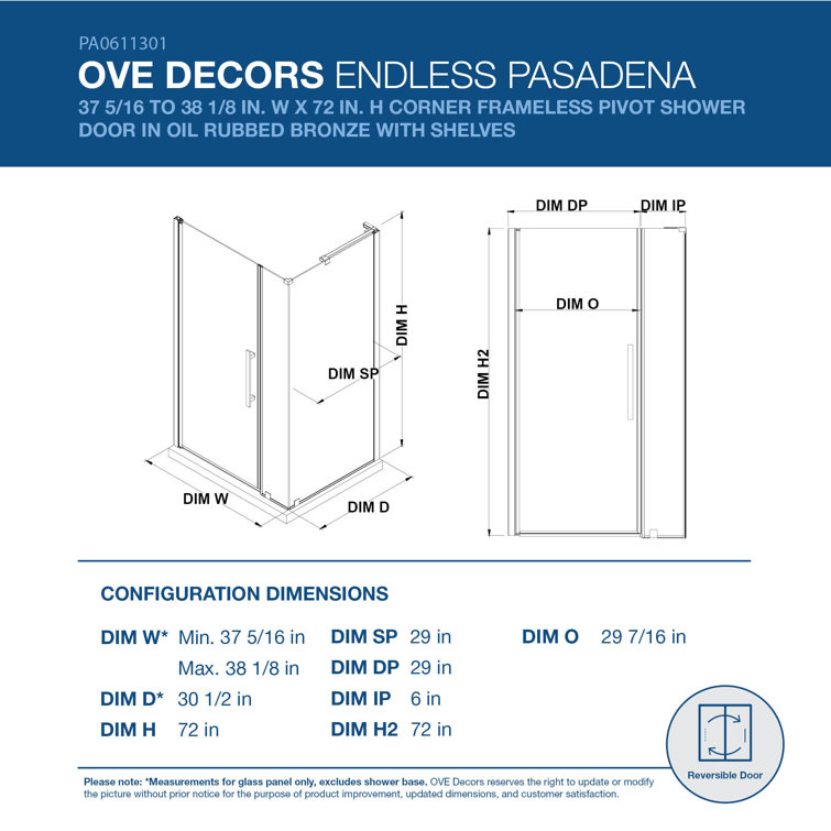 Oil Rubbed Bronze Frameless Corner Shower Kit with Tempered Glass Panels
