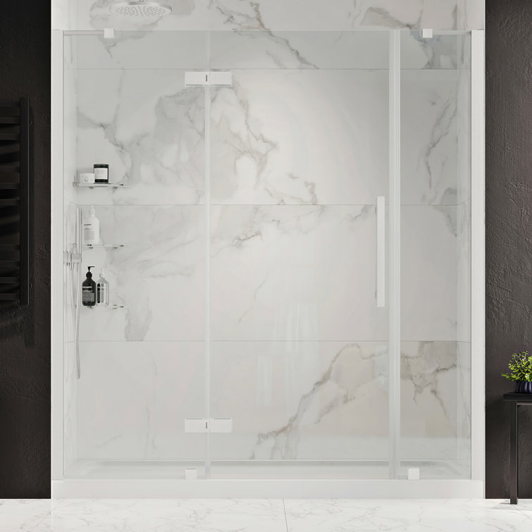 Tampa 72" Satin Nickel Frameless Shower Kit with Glass Panels