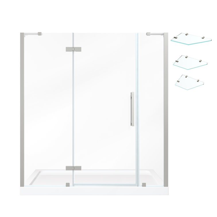 Tampa 72" Satin Nickel Frameless Shower Kit with Glass Panels