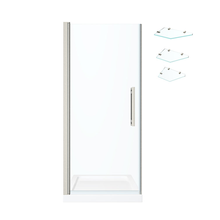 Pasadena Satin Nickel Frameless Shower Kit with Shelves