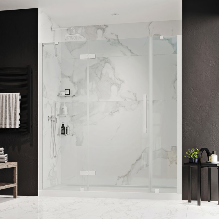 Tampa 72" Satin Nickel Frameless Shower Kit with Glass Panels