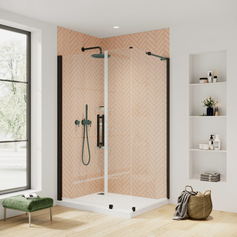 Endless Oil Rubbed Bronze Frameless Corner Shower Kit with Shelves