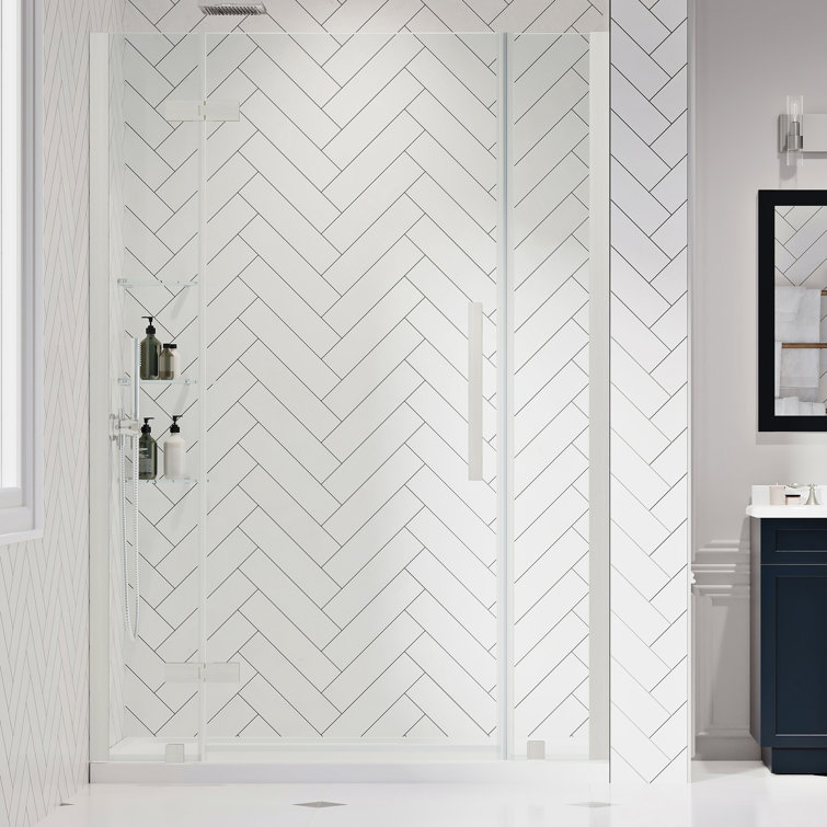 Endless Satin Nickel Frameless Shower Kit with Tempered Glass Panels