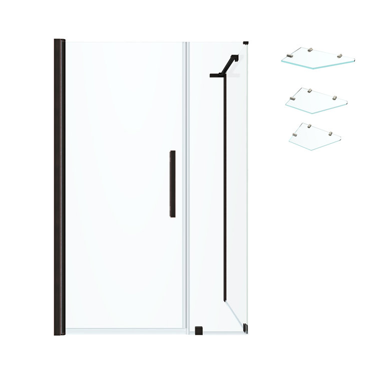 Endless Oil Rubbed Bronze Frameless Corner Shower Kit with Shelves