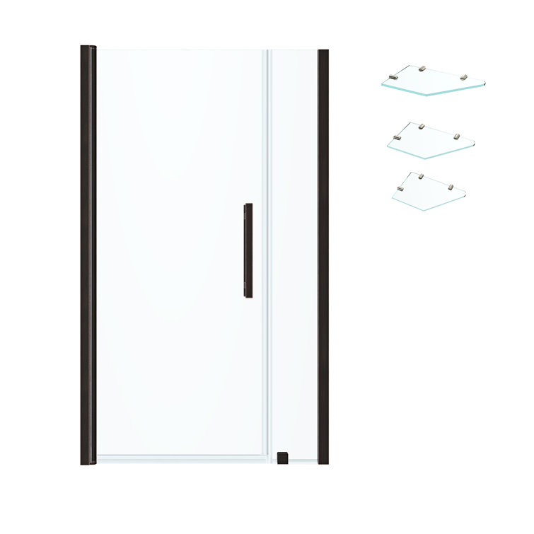 Pasadena 43" Oil Rubbed Bronze Frameless Shower Kit with Glass Shelves
