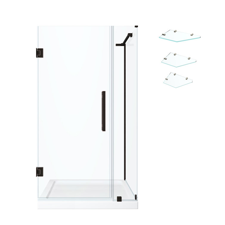 Tampa-Pro 36'' W x 72'' H Frameless Glass Shower Kit with Oil Rubbed Bronze Finish