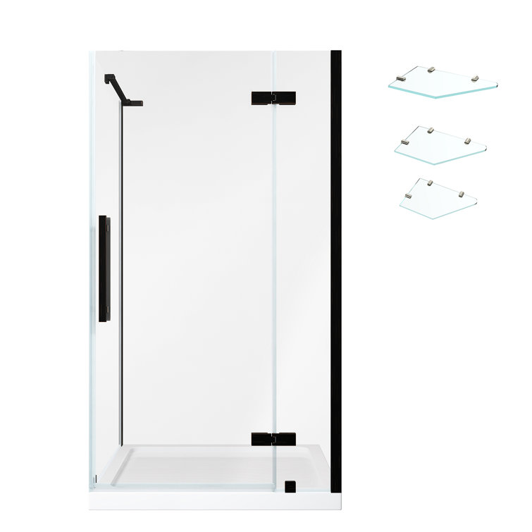 Endless Tampa Oil Rubbed Bronze Frameless Corner Shower Kit with Shelves