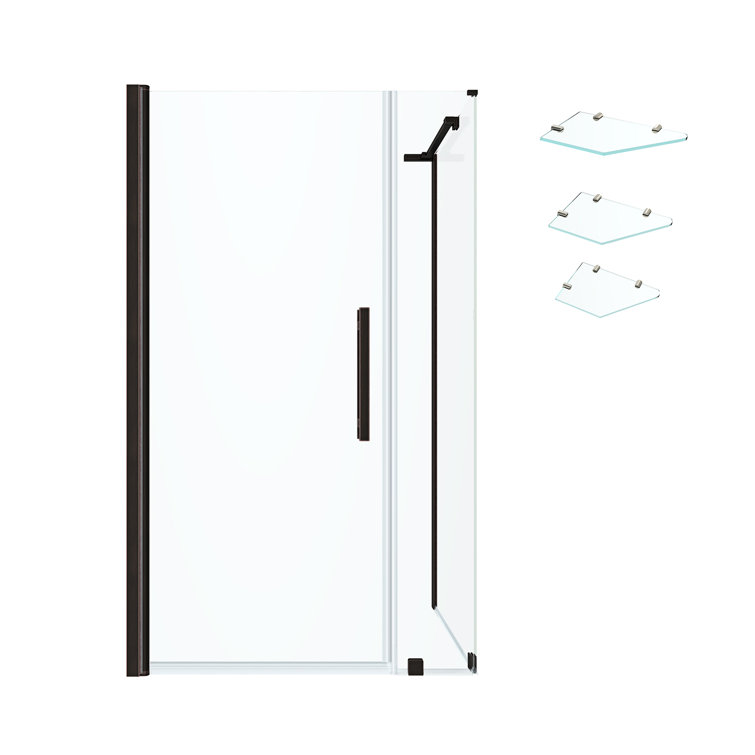 Pasadena Oil Rubbed Bronze Frameless Corner Shower Kit with Shelves