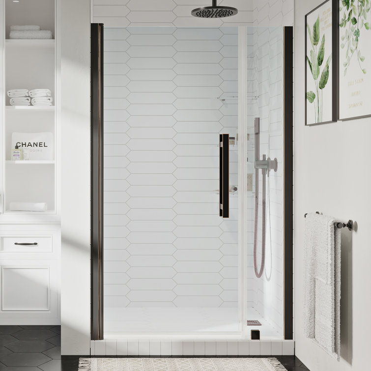 Pasadena 43" Oil Rubbed Bronze Frameless Shower Kit with Glass Shelves