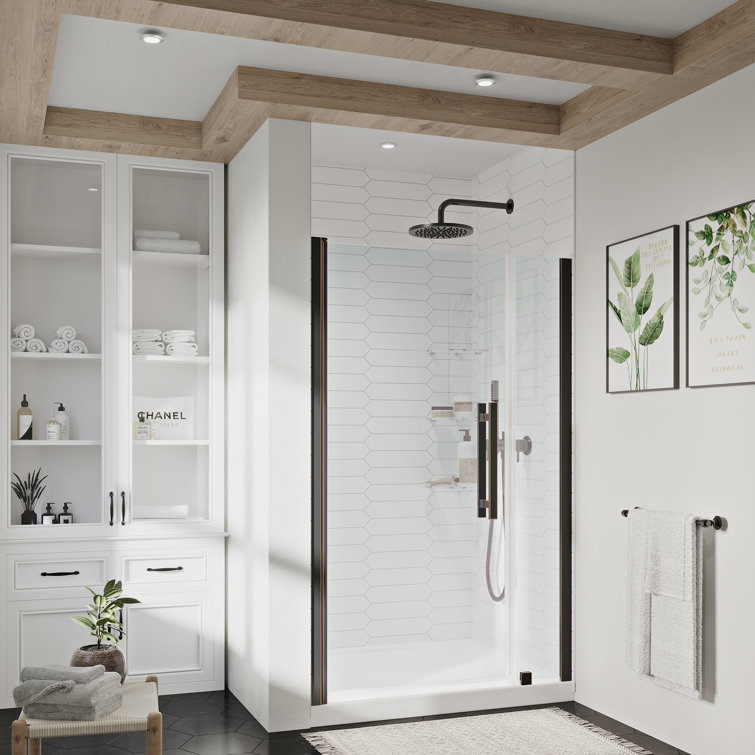 Pasadena 38" Oil Rubbed Bronze Frameless Shower Kit with Shelves
