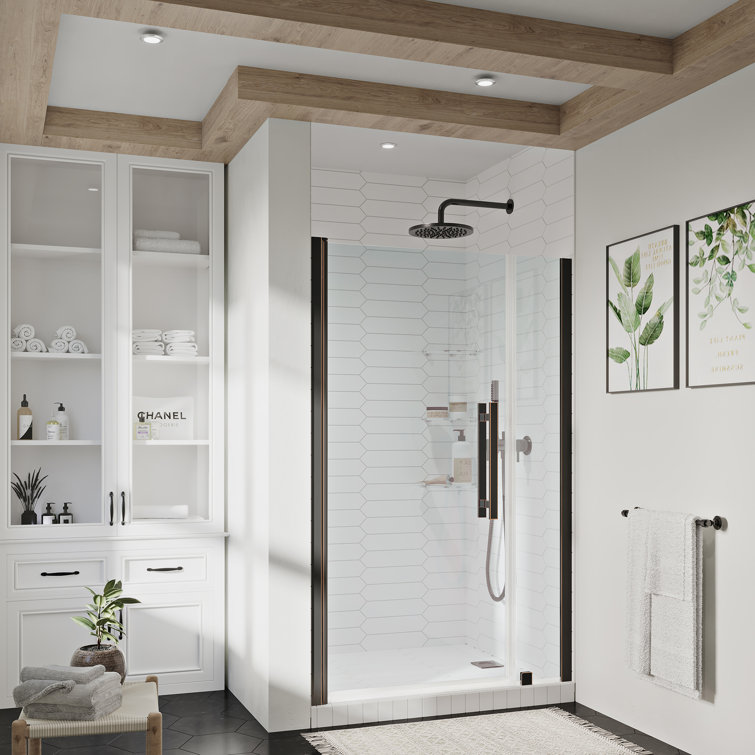 Pasadena 43" Oil Rubbed Bronze Frameless Shower Kit with Glass Shelves