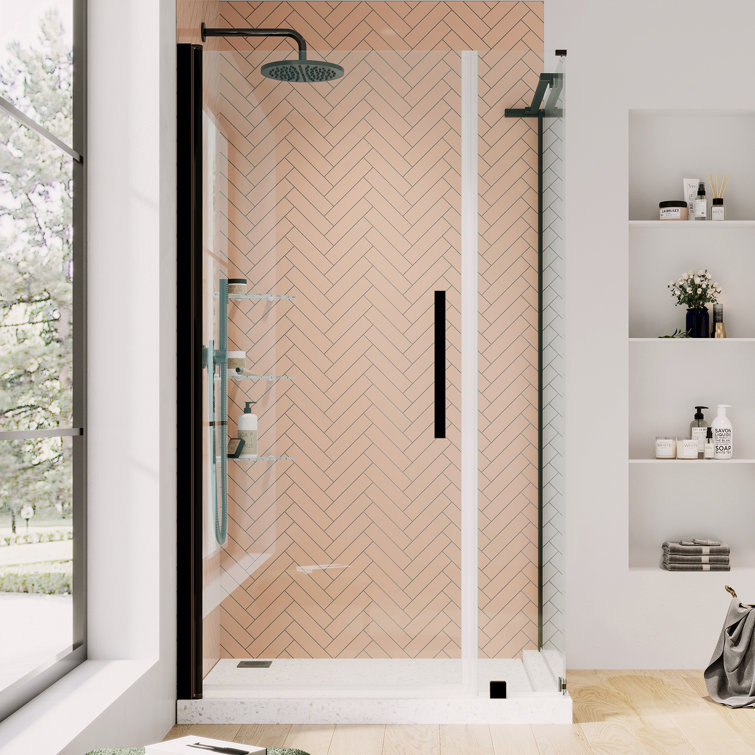 Pasadena Oil Rubbed Bronze Frameless Corner Shower Kit with Shelves