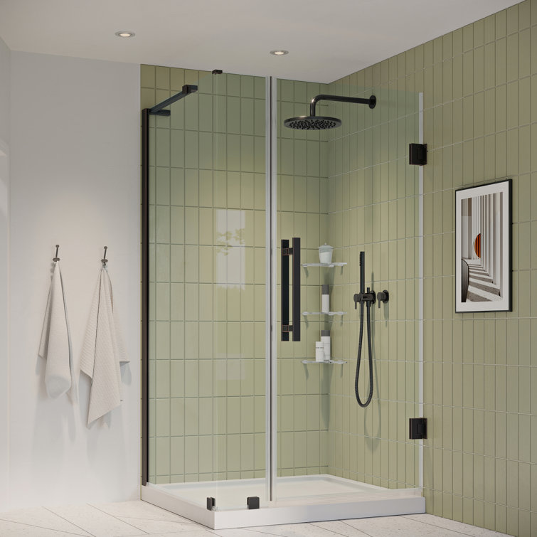 Tampa-Pro 36'' W x 72'' H Frameless Glass Shower Kit with Oil Rubbed Bronze Finish